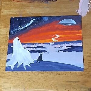 Abstract Ghost and Cat Art Print